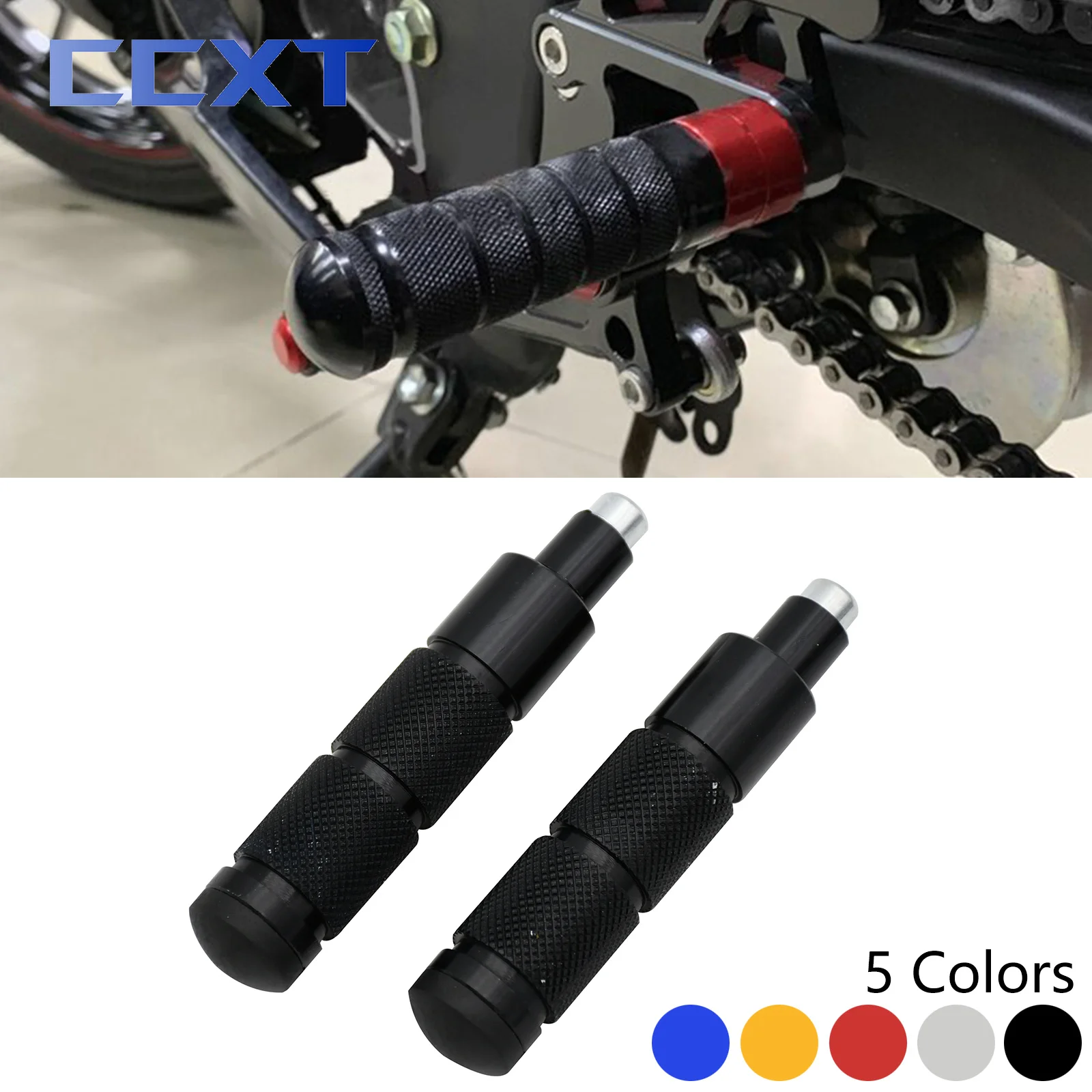 M8 CNC Aluminum Motorcycle Footrests Foot Pegs Foot Rests Foot Pedals For Honda Kawasaki Yamaha Suzuki KTM ATV Scooter Dirt Bike