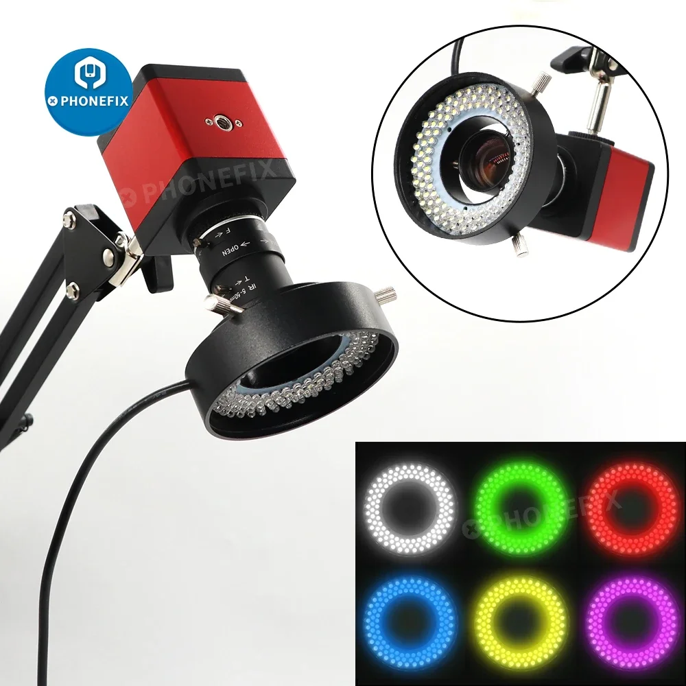 Industriële Machine Vision Camera Digitale Elektronische Microscoop Vergrootglas Ring Lichtbron 108 Led Verstelbare Illuminator Lamp