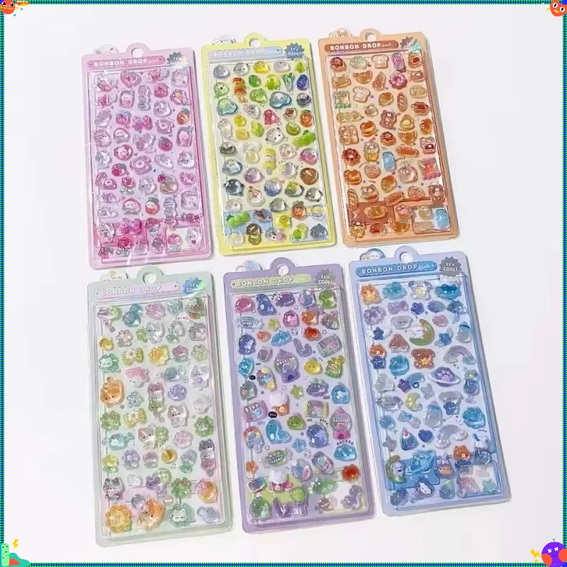 Cartoon @3D Relief Drop Stickers Cute Animals Candy Ghost Scrapbooking Diy Journal Stationery Sticker Deco School Office Supplie