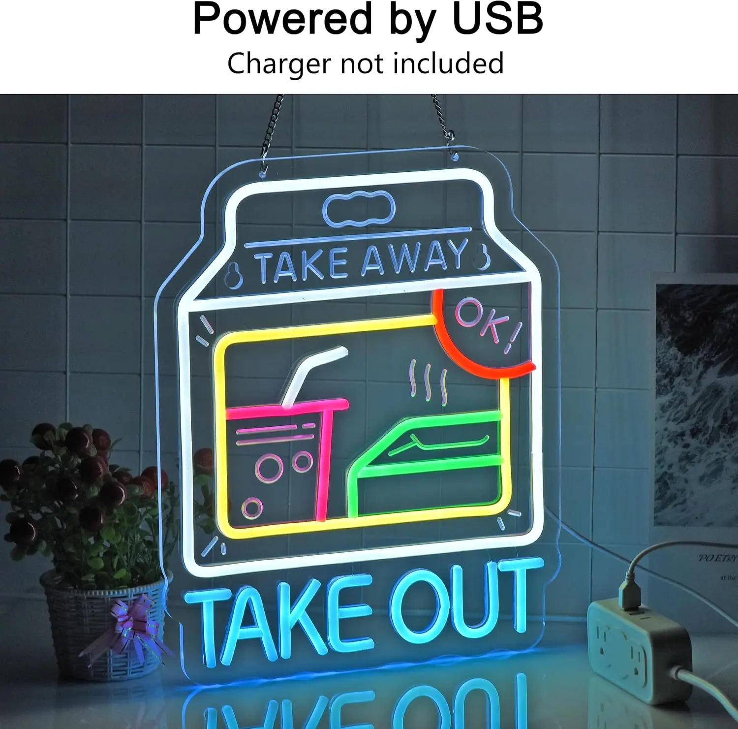 LED ضوء النيون تسجيل إخراج النيون جدار ديكور للوجبات السريعة مطعم مقهى بار مخزن هدية لصديق USB بالطاقة