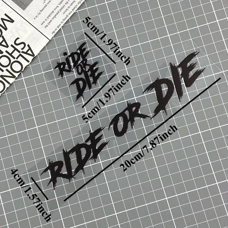 2PCS RIDE OR DIE Motorrad Aufkleber Wasserdicht für Motorrad Helm DIY Straße Fahrrad Oberrohr Rahmen Selbst-klebe Vinyl Aufkleber