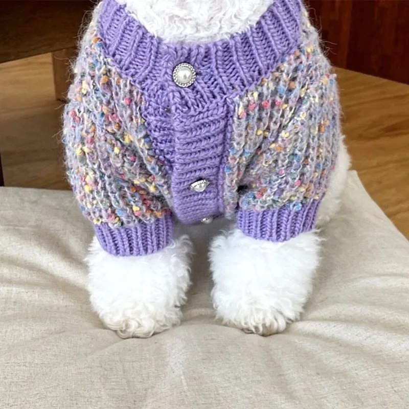 Fashion Pet Knitted Puppy Sweater Color Contrasting High Collar Coat Teddy Yorkshire Jacket Pet Dog Clothes Small Puppy Clothing