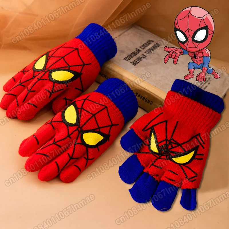 

Marvel Spiderman Children's Gloves Warm Double-layer Winter Five-finger Gloves Anti-freezing Hand Student Writing Christmas Gift