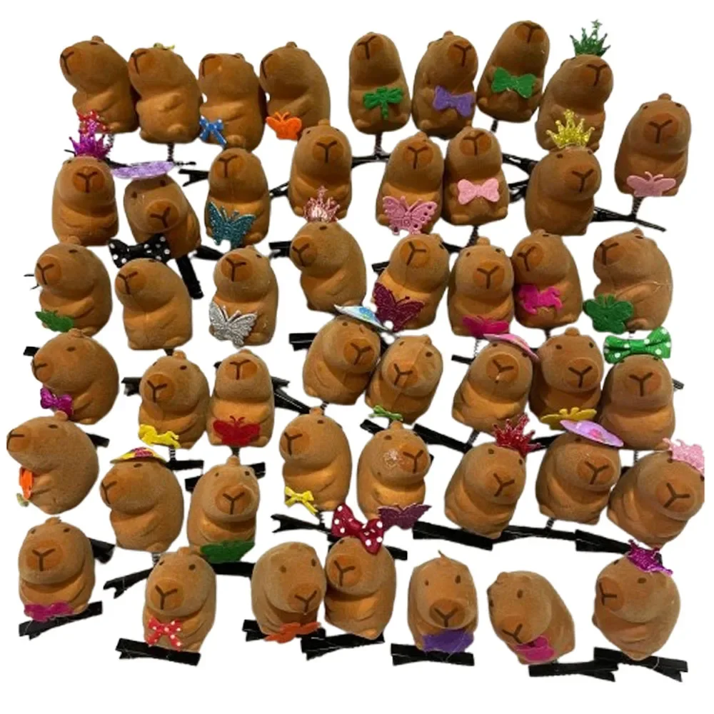 10-100 pçs kawaii laço pequeno 3d capivara hairpin primavera clipe duckbill clipe franja clipes laterais headwear acessórios para o cabelo