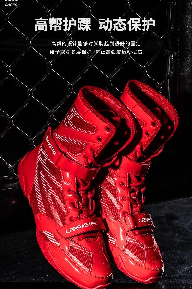 Boxing Shoes Grip Turning Wear-resistant Mid-calf Training and Competition Professional and Weightlifting Shoes