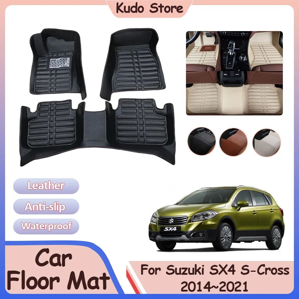 

For Suzuki SX4 S-Cross Crossover JY 2014~2021 Car Floor Mat Custom Leather Panel Liner Carpet Foot Parts Rug Interior Accessorie