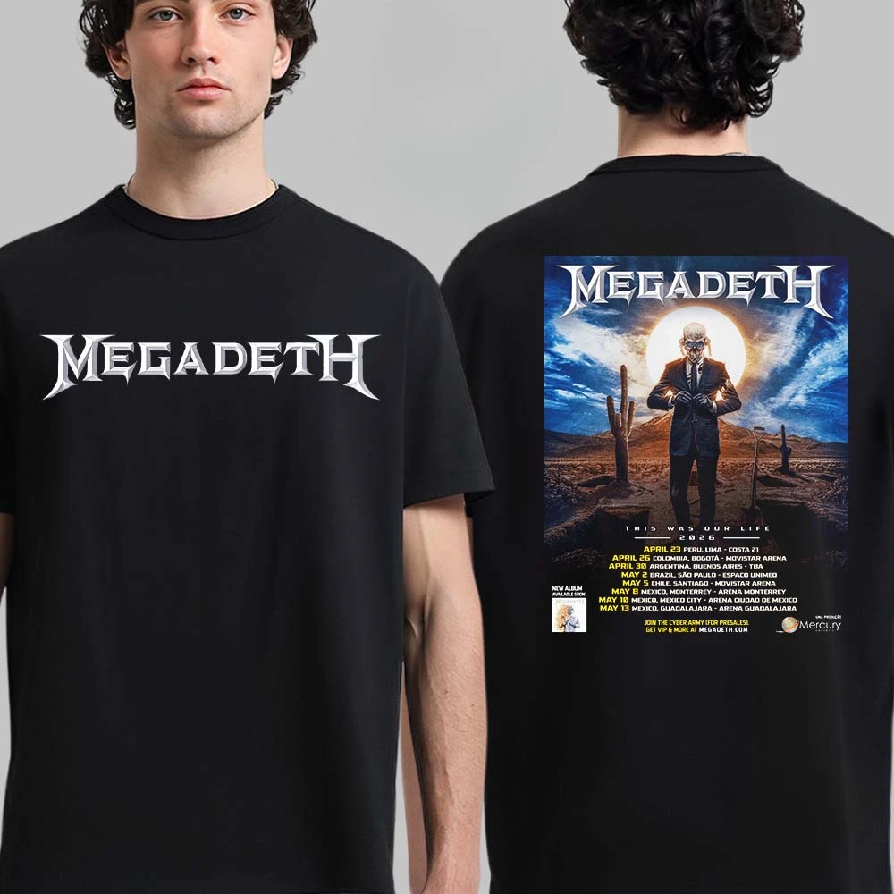 Top Megadeth Cotton Band Shirt Unisex Summer Short Sleeve Fashion Brand Tee Luxury Casual Vintage T-shirt