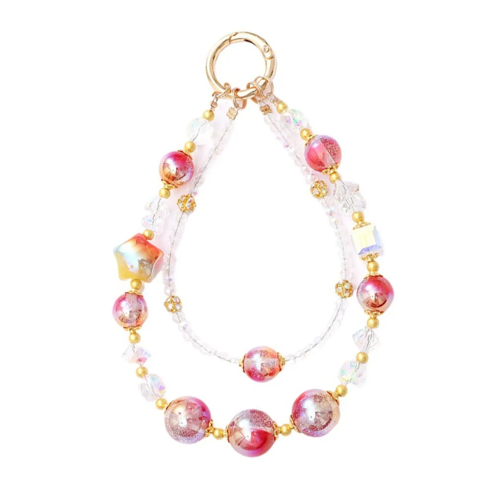 

Colorful Beads Beaded Phone Chain Bag Pendant Bowknot Mobile Phone Keychain Strap Sweet Universal Phone Hanging Rope