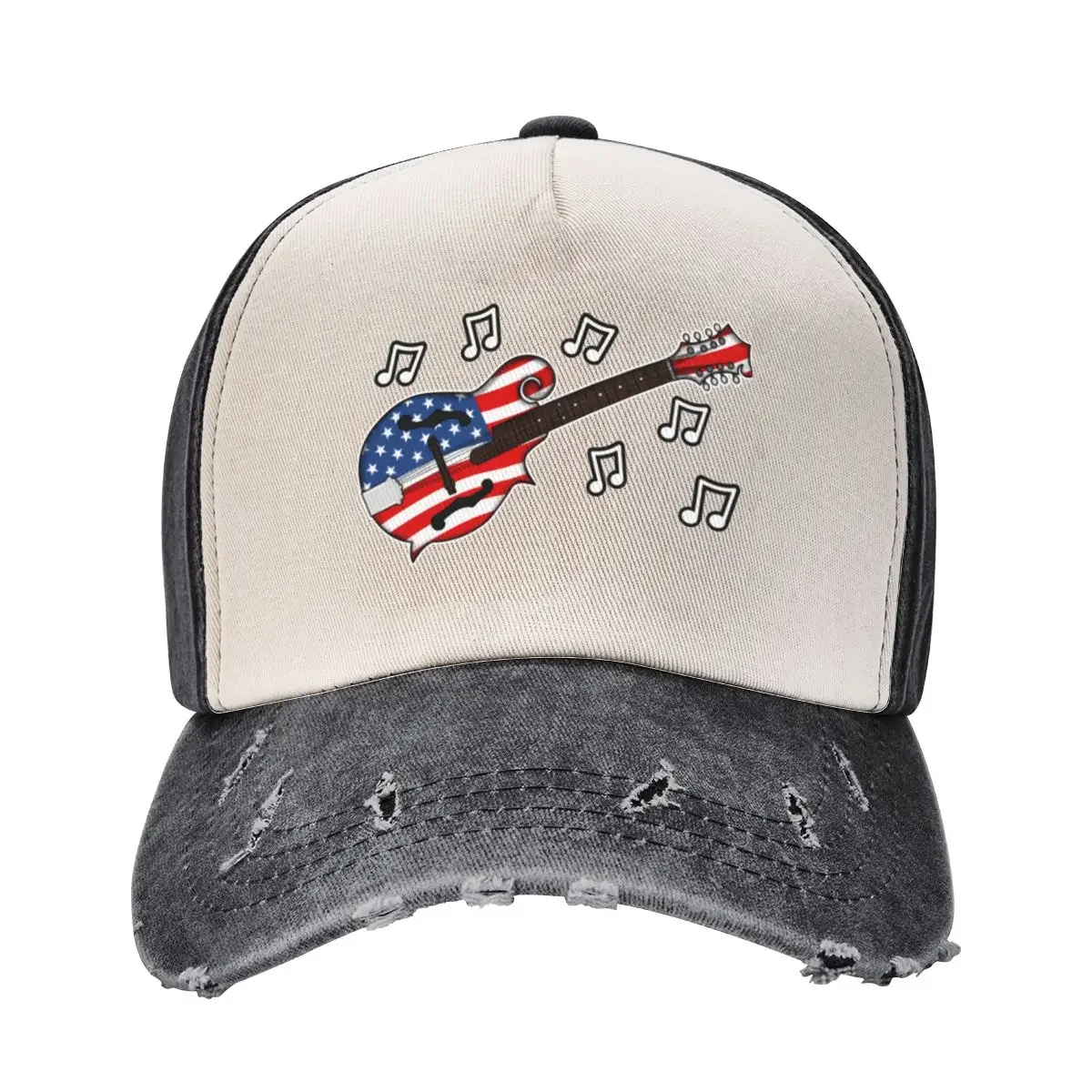 4th July Mandolin America Rocks USA Flag Mandolinist Baseball Cap Beach Bag Rave Women Men's