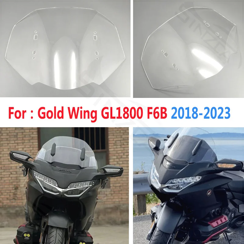 For Honda Gold Wing GL1800 GL1800B F6B 2018 2019 2020 2021 2022 2023 Short Windshield Windscreen Wind Deflectors Transparent