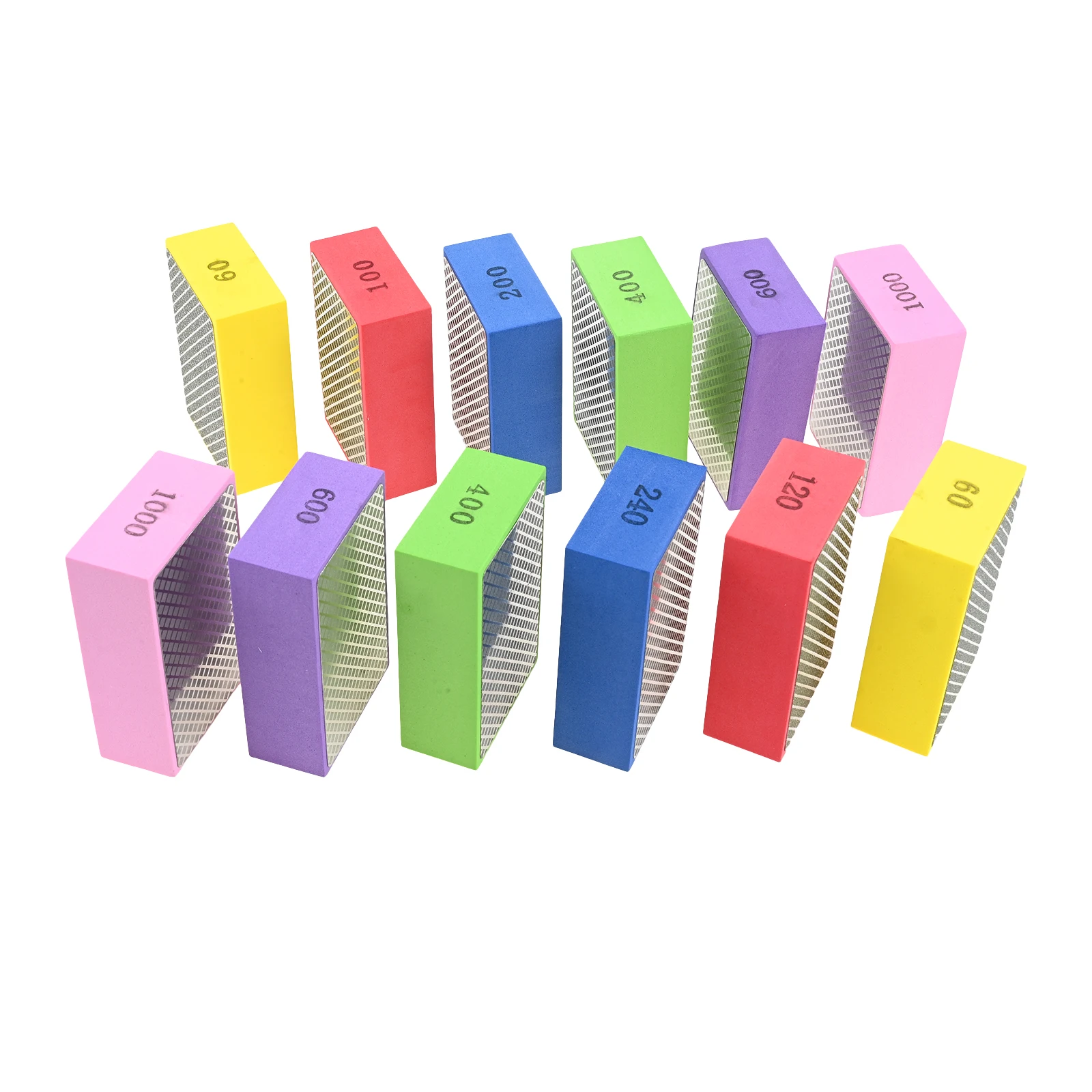 

6pcs/lot Grit 60-1000 Abrasive Grinding Block Pad Wet Dry Sanding Block Diamond Sponge Hand Polishing Pads for Glass Tile Marble