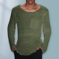 Maglione da uomo maglione lavorato A maglia scavato da uomo Pullover Casual con o-collo manica lunga vestibilità ampia tinta unita stile sottile per A