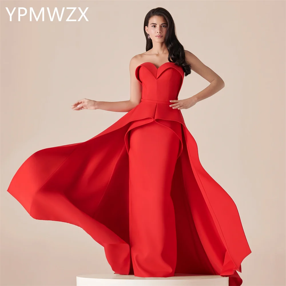 

Customized Prom Gown Formal Evening Dress Women YPMWZX Strapless Column Floor Length Skirts Sleeveless Bespoke Occasion Dresses