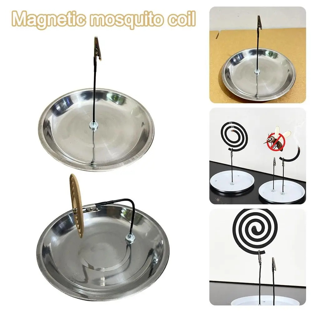 Stainless Steel Mosquito Coil Bracket Durable Multi-function Incense Clip Strong Magnetic Ash Tray Base Wood Incense Socket