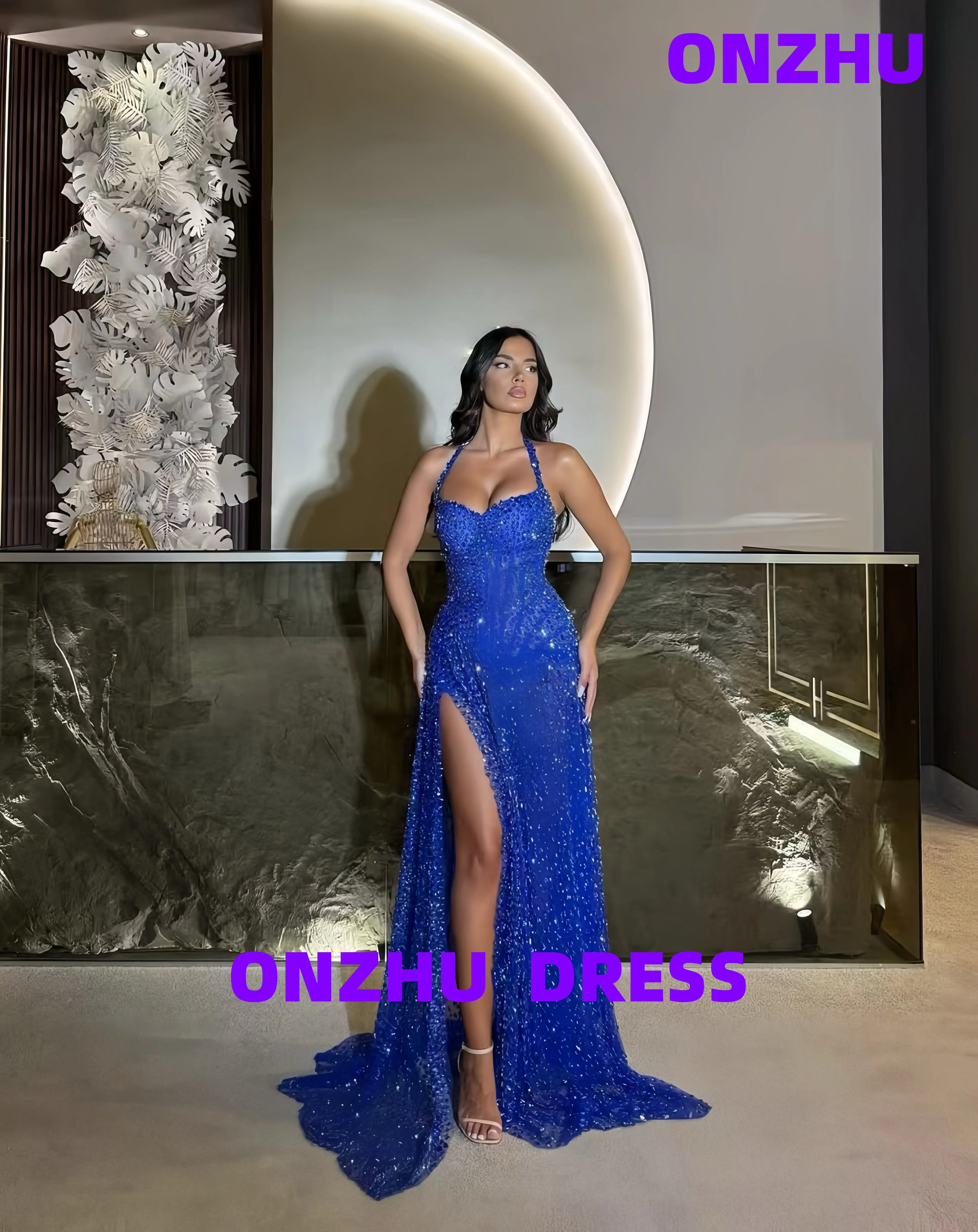 فساتين سهرة فاخرة مخصصة بياقة حلوة بدون أكمام حورية البحر أماندا فستان سهرة نسائي