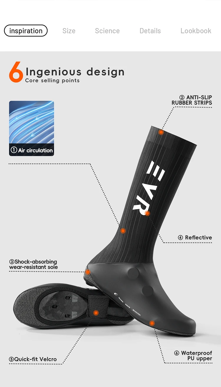 EVR Fahrrad-Schuhüberzüge, leicht, wasserabweisend, winddicht, für Frühling und Herbst, MTB, Rennrad, Fahrrad-Schuhüberzüge, Fahrradzubehör – Detail 2