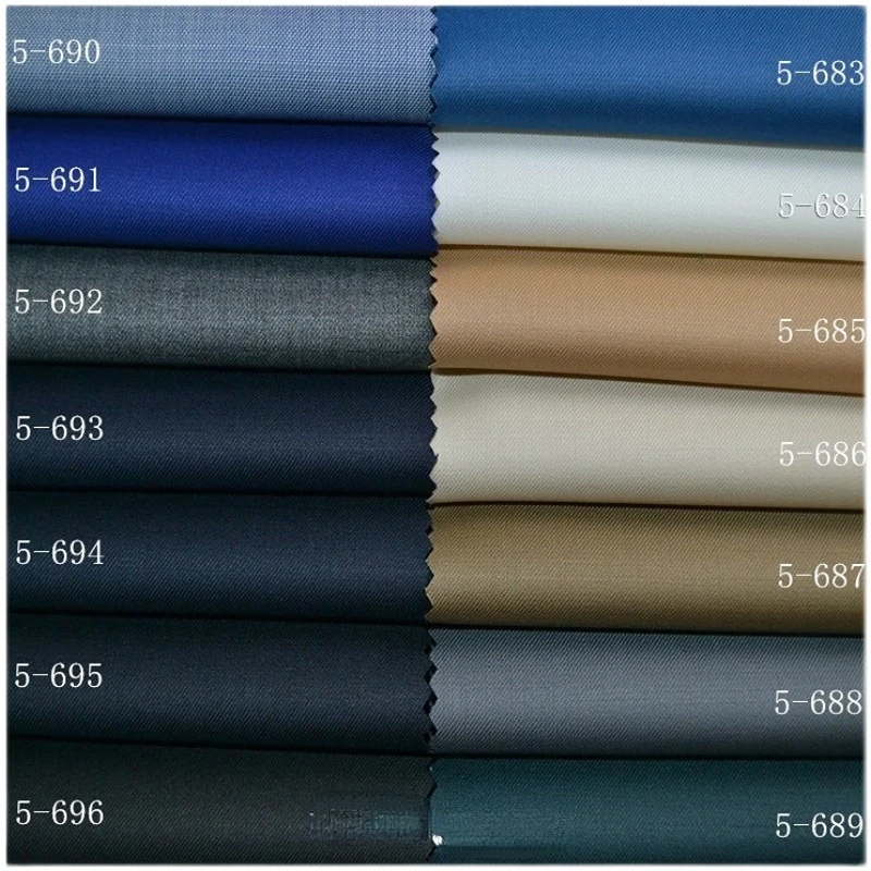 80% Wool High-End Worsted Suit Fabric Wool Suit Pants Professional Clothing Fabric Suiting Fabric for Men Black Per Meter