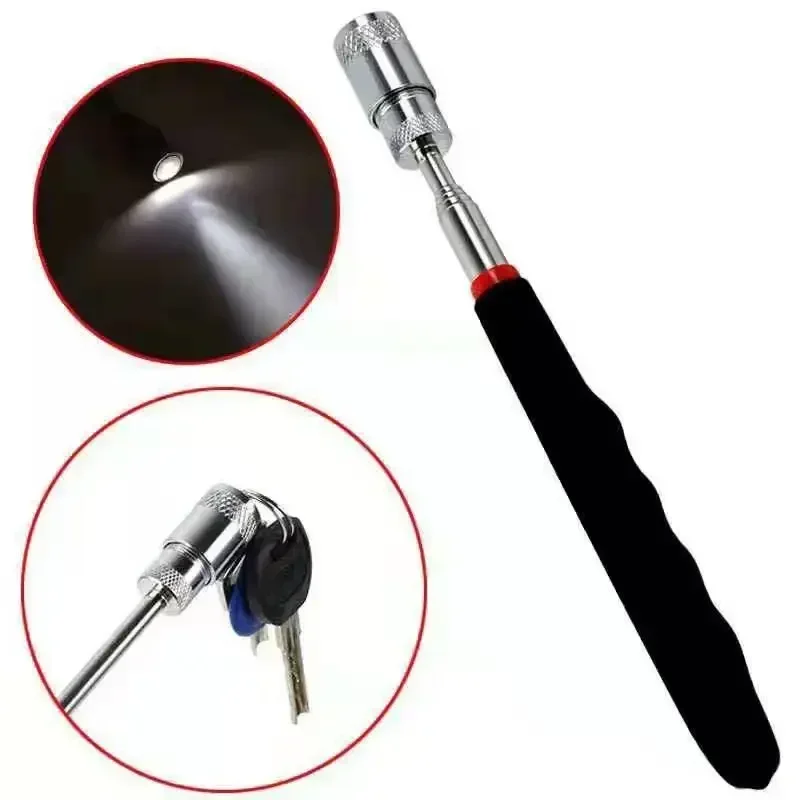 Teleskopowy magnetyczny żelazny pręt ssący z podświetleniem LED Metal Pick-up Tool DIY Silny magnetyczny metalowy pręt ssący Narzędzie do podnoszenia