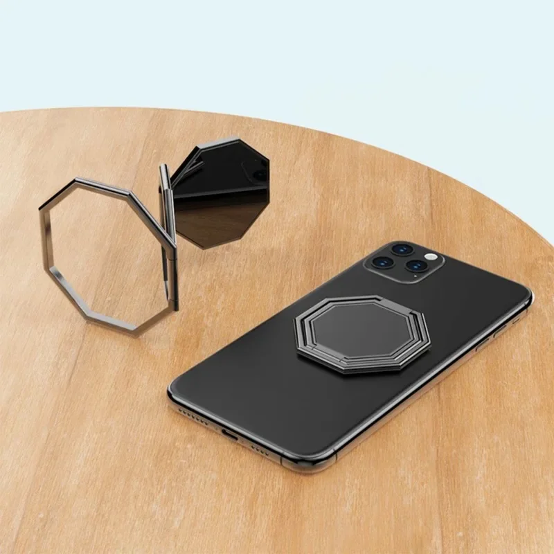 360° Rotatable Mobile Phone Foldable Stand Ultra-thin Phone Ring Stand Multi Angle Portable Desktop Hexagon Gossip Metal Stand