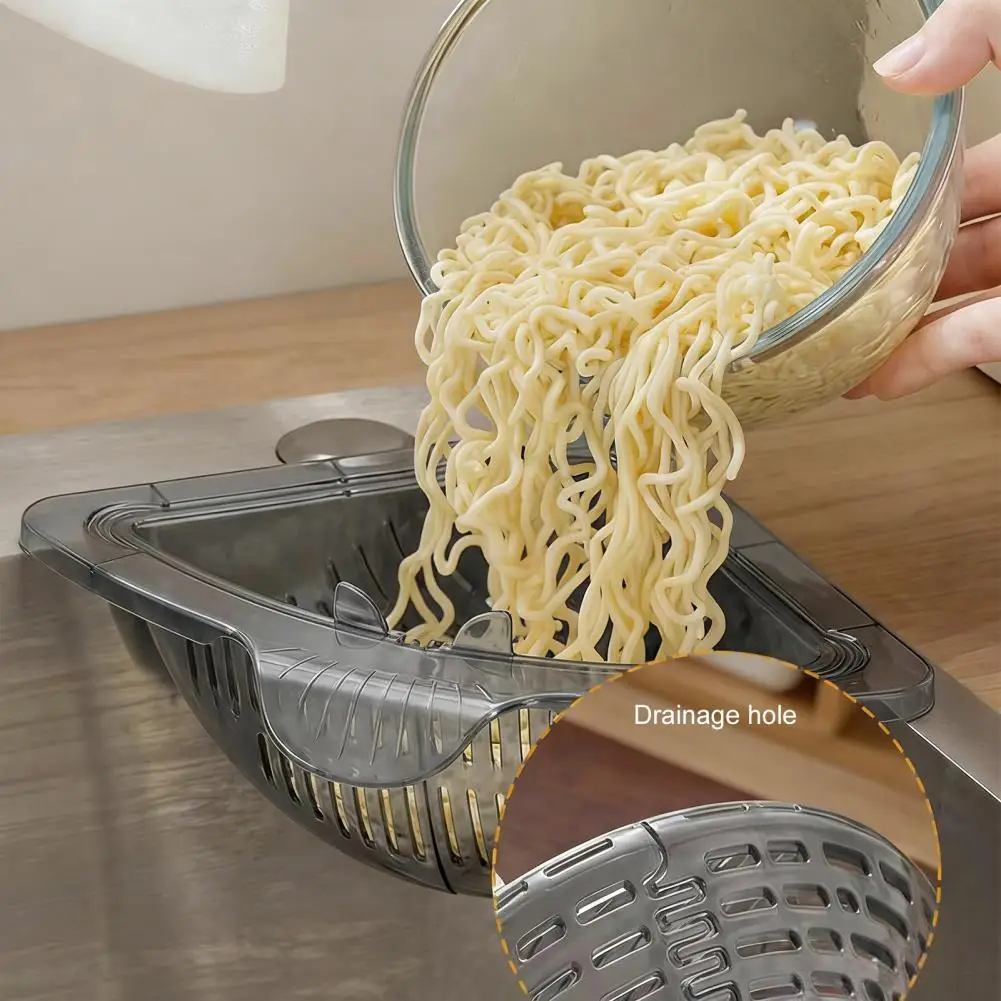 Magnetic Drain Basket Sink Corner Strainer Triangular Kitchen Sink Drain Basket Waste Catcher for Debris Food Scraps Leftovers