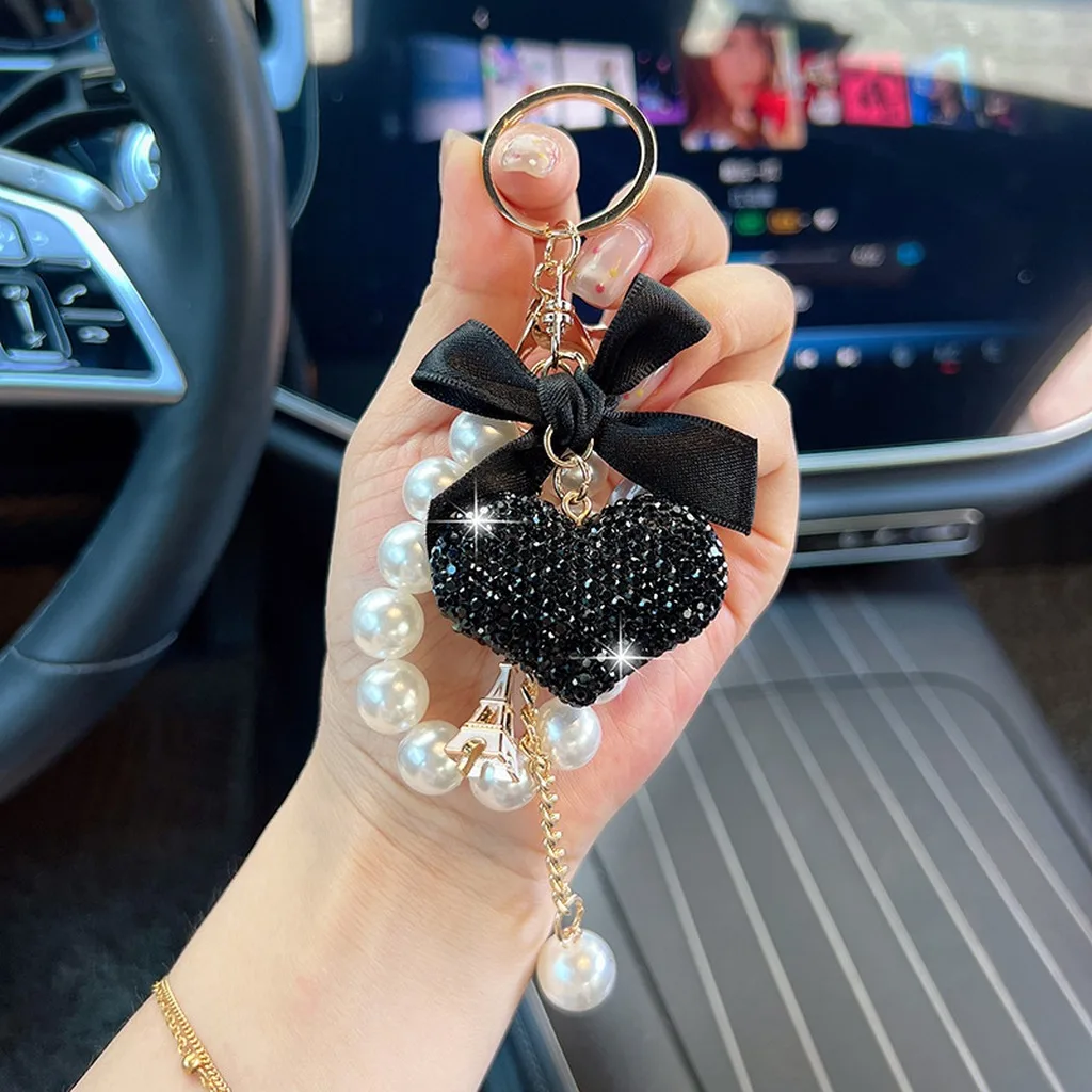 Handbag Charm Key Chain  Heart Bag Charm Korean Key Chain Eye Catching Bowknot Key Chain For Car Keys Crossbody Bag