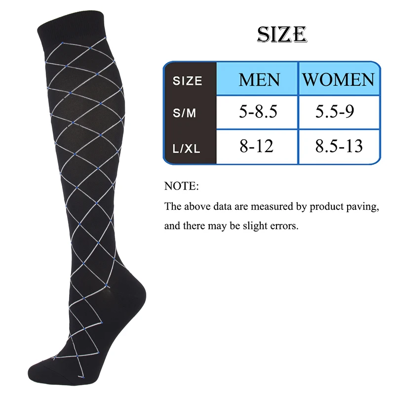 Unisex Compression Socks Relieve Varicose Veins Diabetes Black Sports Socks Outdoor Natural Hiking Running Basketball Football