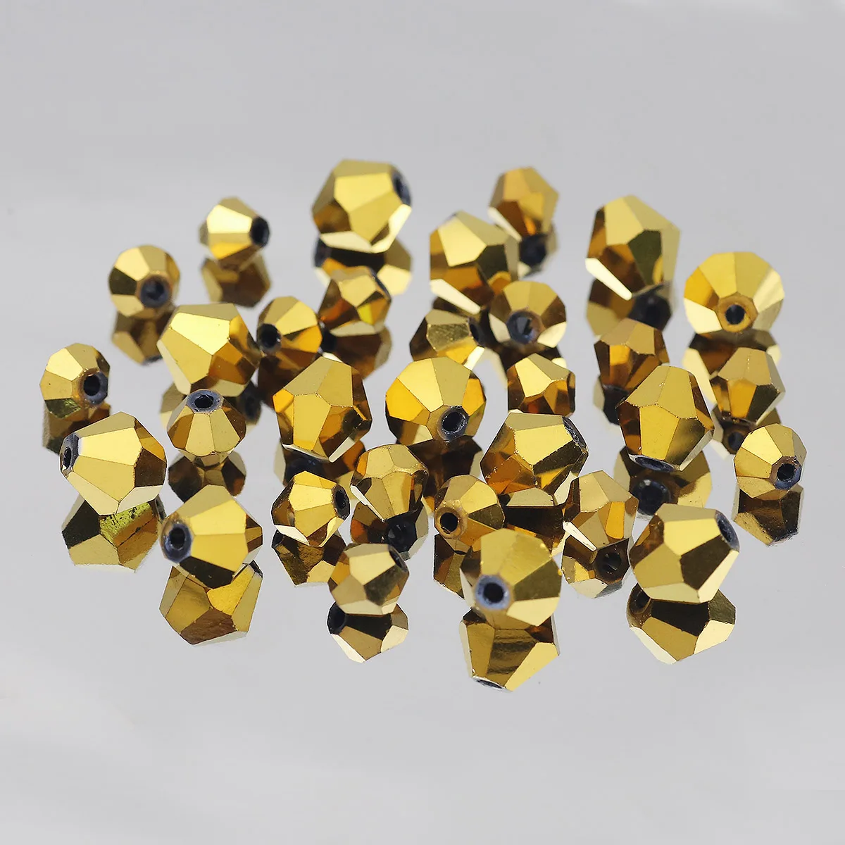 3/4/6/8mm Bicone Golden Plated Austrian Crystals Glass Loose Spacer Beads For Jewelry Making DIY Bracelets Necklaces Accessories