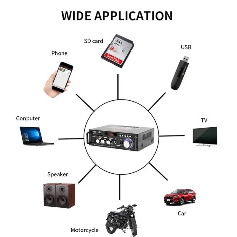 Pop LDZS Car Bluetooth Power Amplifier Speaker Car Power Amplifier Bluetooth Speaker Power Amplifier For Home Use Car Durable