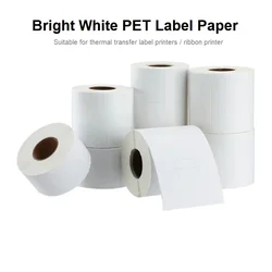 Bright white PET self-adhesive label paper 50x30 Coated barcode label paper Blank clothing tag thermal transfer label Single row