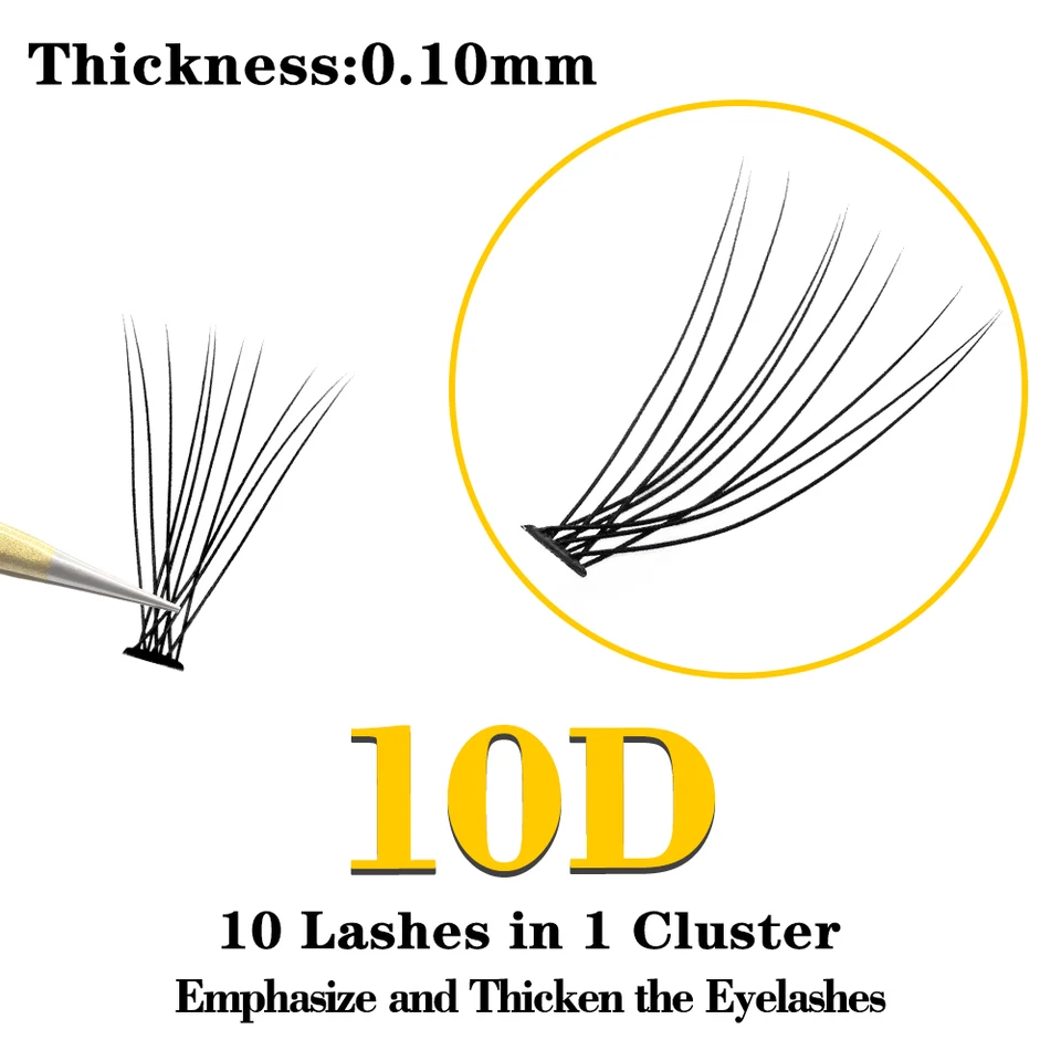 Kimcci 60 Nudos/Caja Extensiones de Pestañas Falsas Naturales Maquillaje 10P Visón Individual Pestañas Postizas Profesionales 3