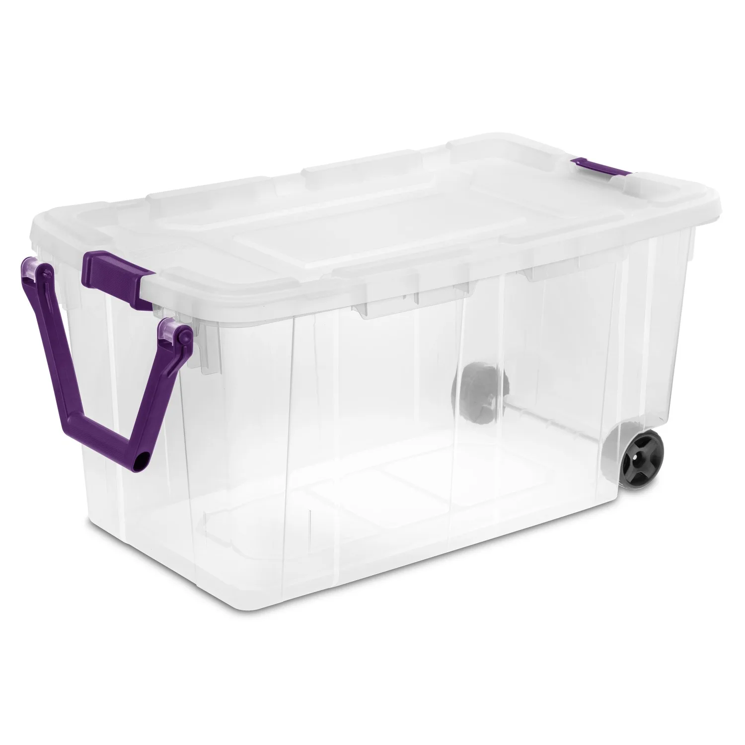 Sterilite 160 Qt. Wheeled Storage Box Plastic, Sweet Plum, Set of 2