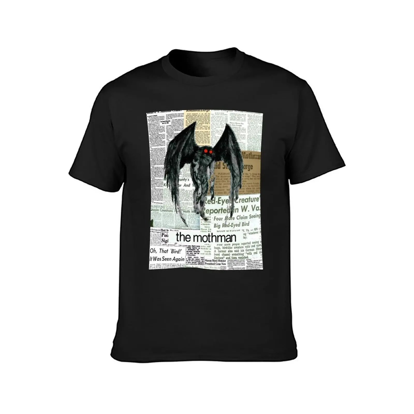 mothman newspaper articles T-Shirt hippie clothes plain t shirts for men cotton