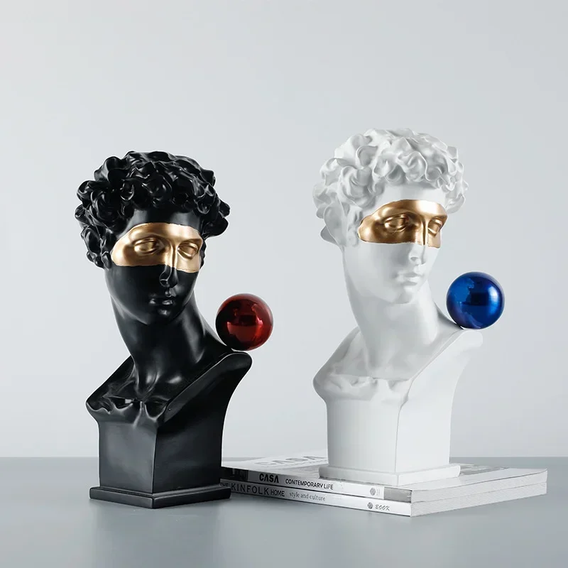 

Современная гостиная, ТВ-шкаф, окно, портрет Давида, скульптура, украшение, модельная комната, творчество, нордическая роскошь, мягкая