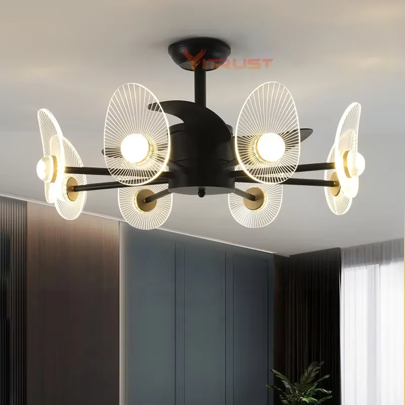 42inch Ceiling Fan with LED Light for Living Room Dining Bedroom LED Ceiling Fans Chandelier Remote Control for Bedroom