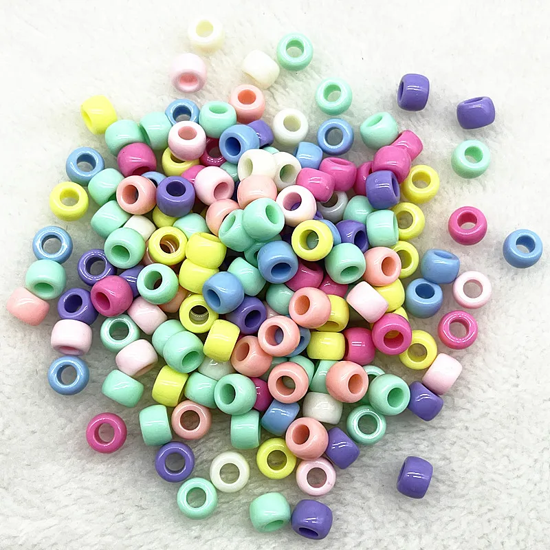 50pcs 6X9mm Big Hole Acrylic Beads Spacer Loose Beads for Jewelry Making DIY Handmade Bracelet Accessories
