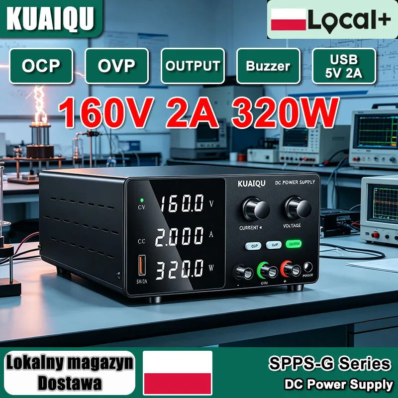 KUAIQU 160V 2A 320W Einstellbares DC-Netzteil 30V/60V/10A/5A Spannungsregler OCP/OVP/AUSGANG Laborquelle Reparaturwerkzeuge