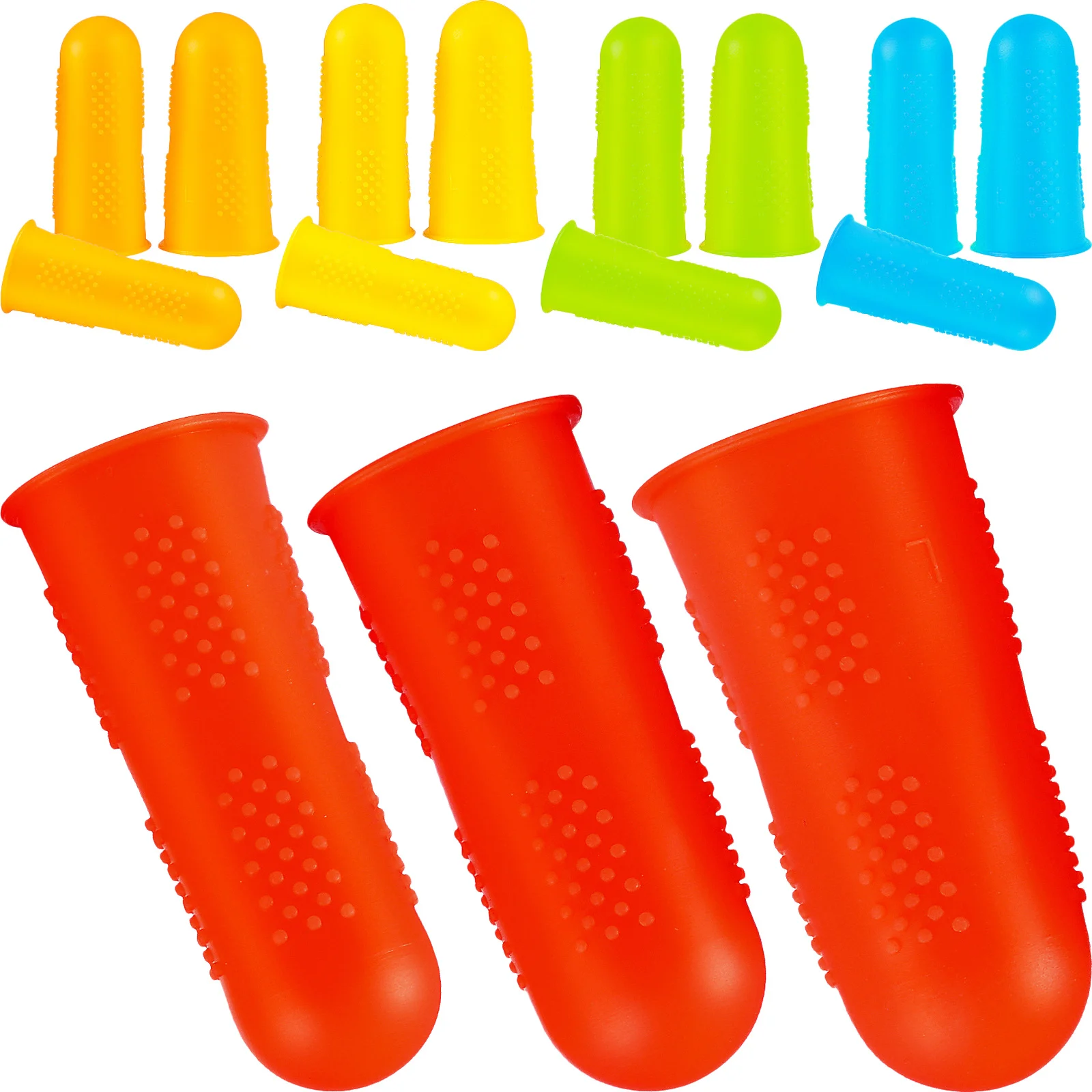 15 pcs Silicone Finger Protectors Reusable Elastic Finger Caps For Sewing Crafts Ironing Embroidery Needlework Gardening