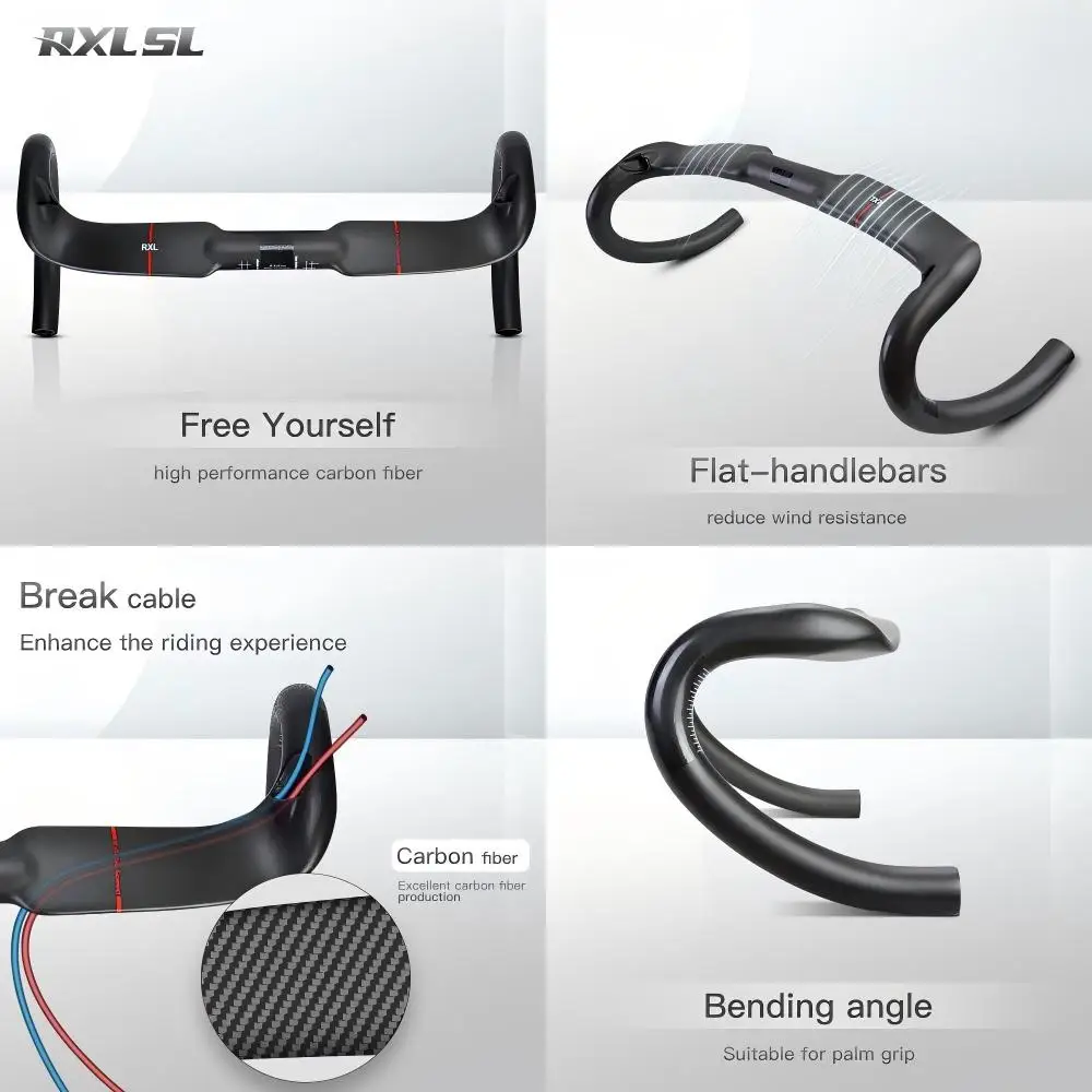 RXL SL Carbon-Lenker für Rennräder, Gebogener Lenker 31,8 mm, Aero-Dropbar, Rennradlenker mit Innenkabelführung 400/420/440 – Detail 6