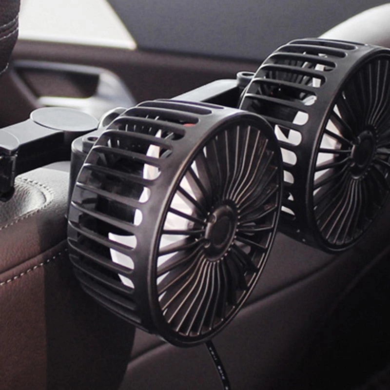 360 Degree Car Seat Back Cooling Fan USB Charge Dual Head Fan  Rotation Auto Headrest Ventilation Fan Neck Cooler Car Interior