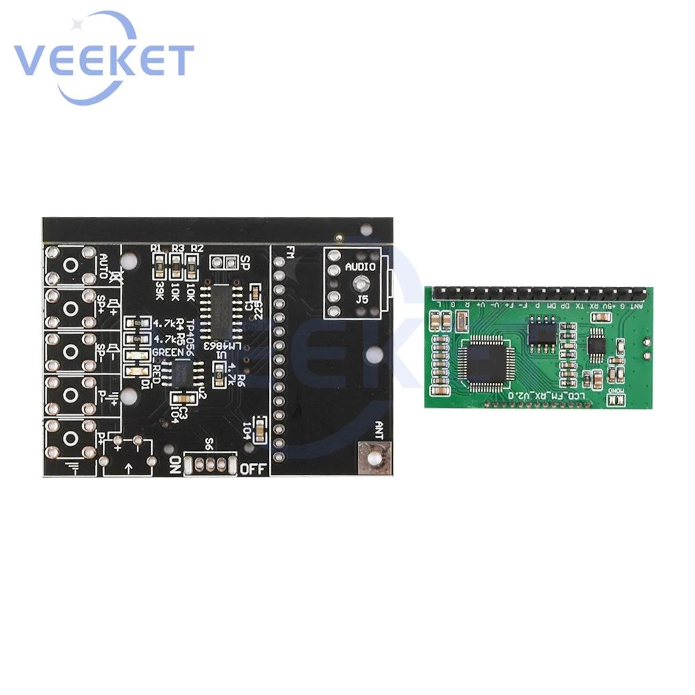 Radio FM Digital de 3V-5V, Kits electrónicos de bricolaje, pantalla LCD, estabilizador de frecuencia de cristal de cuarzo, placa PCB de 50-18KHz