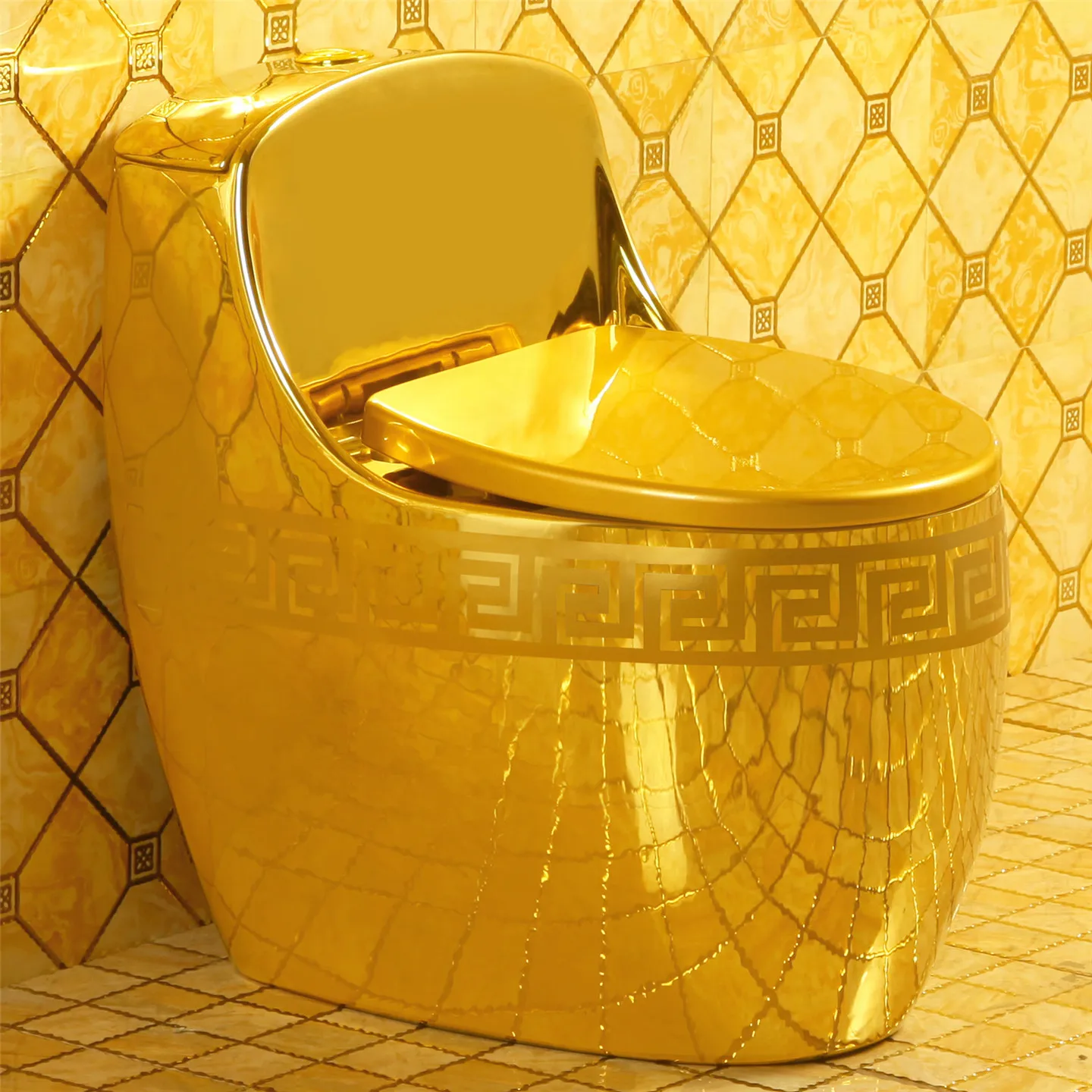 

Egg type golden toilet modern light luxury creative color toilet siphon water saving