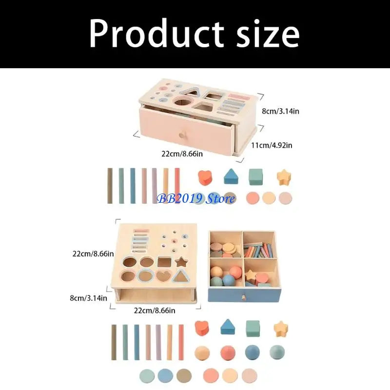 Q0KB Giocattolo ordinamento geometrico in legno dal design compatto per bambini con apprendimento del colore della forma e