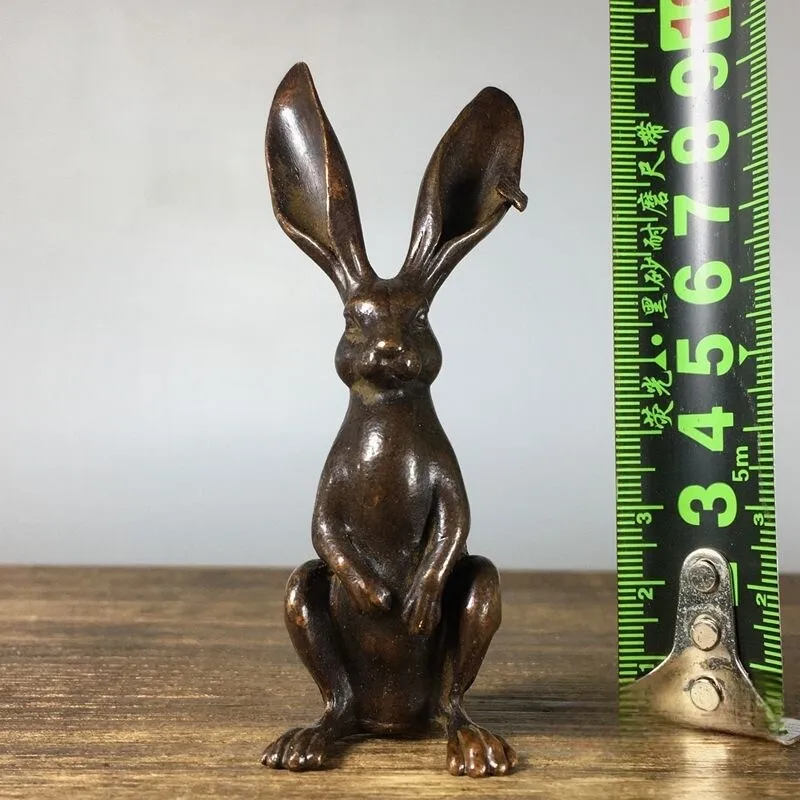 Antique promising rabbit home porch office study tea table desk ornament solid alloy copper ornament