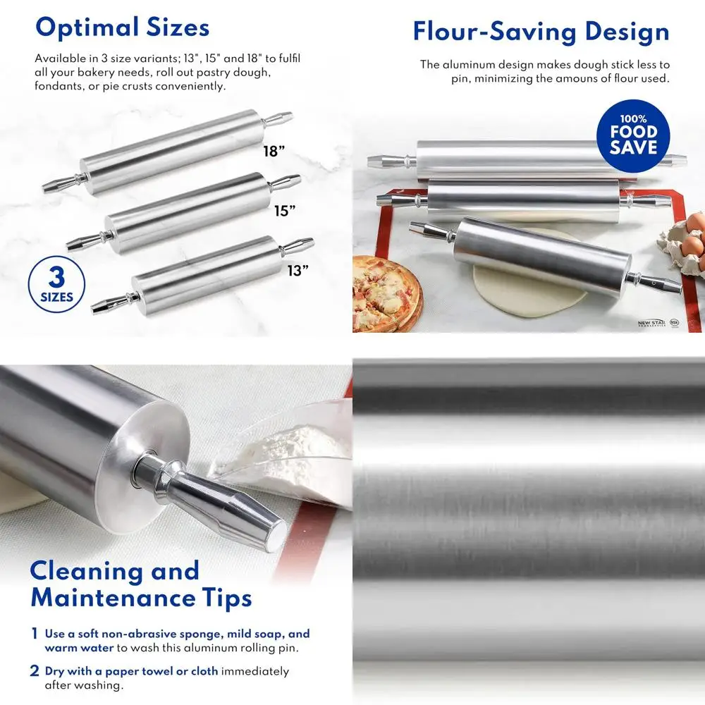 

Sturdy 15 Aluminum Restaurant Rolling Pin for Heavy-Duty Use
