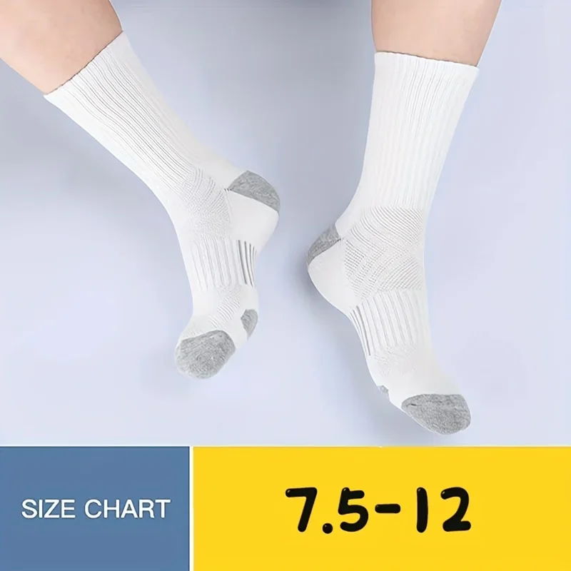6 Pairs Of Sports Socks Men's Buffered Running Sock Breathable Outdoor Sports Long Mid Calf Socks calcetines hombre 2025
