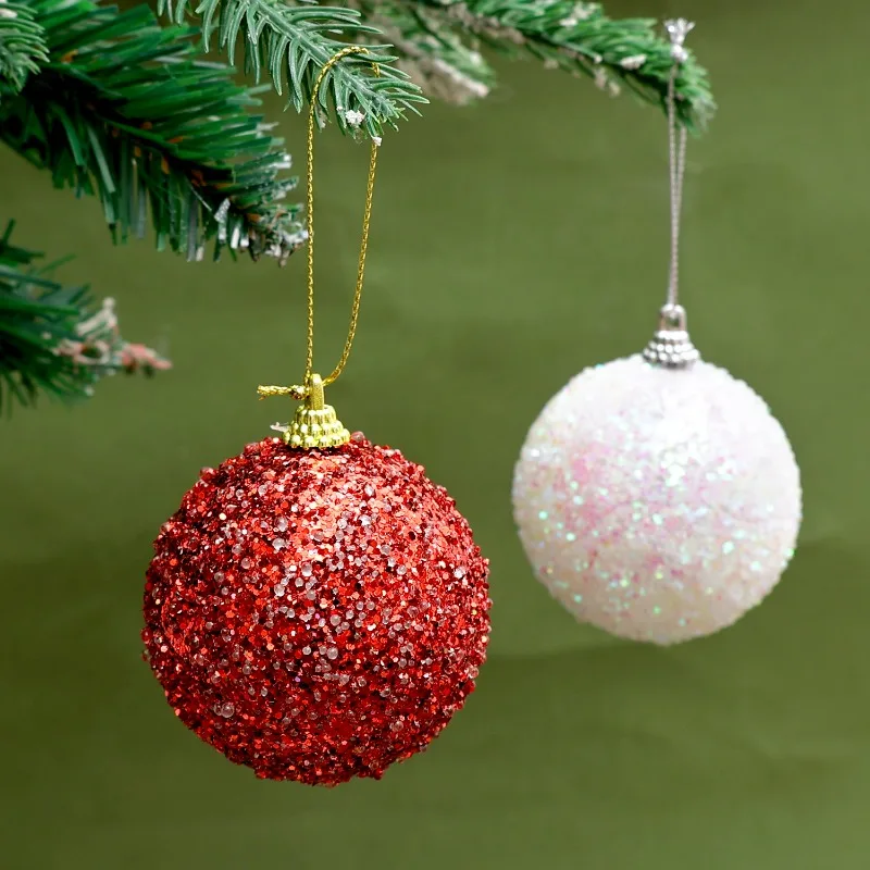 6/30 قطعة بريق الشمبانيا الأبيض الأحمر كرات عيد الميلاد الحلي تألق شجرة عيد الميلاد معلقة الكرة المعلقات السنة الجديدة ديكور الحفلات