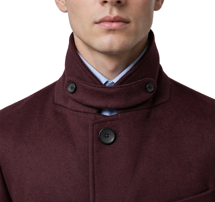 2027 NEW Tailor Made Burgundy Overcoat Throat Latch Design Winter Overcoat Men Long Coats For Men 100% Wool Winter Coats For Men