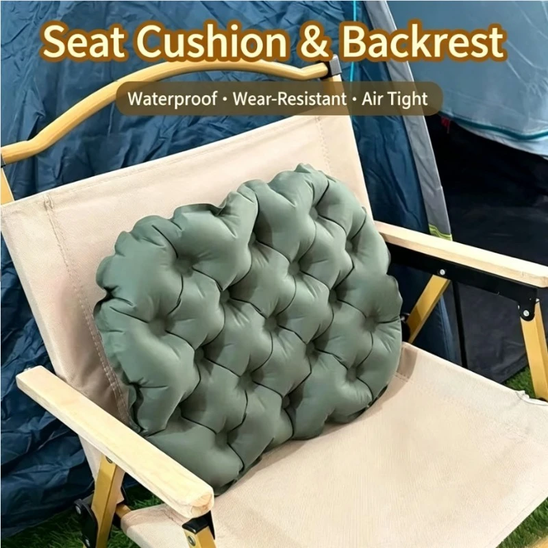 Portable Inflatable Seat Cushion Lightweight Travel Air Sitting Pad Moisture and Water Resistant Camping Chair Mat for Outdoor