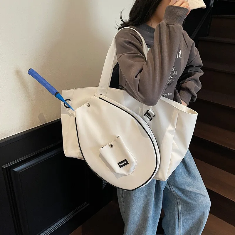 

Large capacity tennis and badminton racket bag 2025 new handheld 2-piece racket bag, sports single shoulder fitness yoga bag