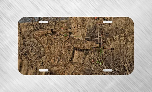 Bow hunter Camo Camoflauge Deer License Plate Auto Car Tag FREE SHIP Aluminum